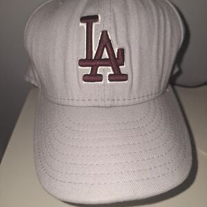 New Era 59Fifty Gray/Burgundy Los Angeles Dodgers LA Fitted Hat 7 3/8 59cm